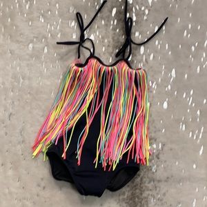 Little peixito girls size 6 bathing suit with neon fringe